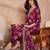 Women purple floral printed kurta with trousers and dupatta