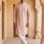 Mens peach cotton blend chevron embroidered kurta with trouser