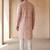 Mens peach cotton blend chevron embroidered kurta