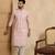 Mens peach cotton blend chevron embroidered kurta