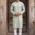 Mens green cotton blend chevron embroidered kurta