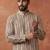 Mens brown rayon blend embroidered solid kurta