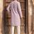 Mens lavender cotton blend chevron embroidered kurta