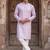 Mens lavender cotton blend chevron embroidered kurta with trouser
