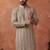 Mens brown rayon blend embroidered solid kurta