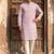 Mens lavender cotton blend chevron embroidered kurta with trouser