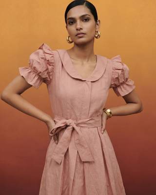 Soft pink vintage pure cotton mini summer dress 1