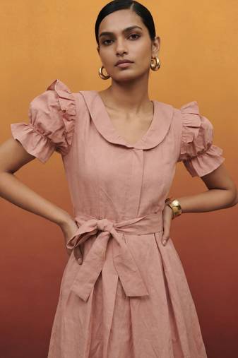 Soft pink vintage pure cotton mini summer dress