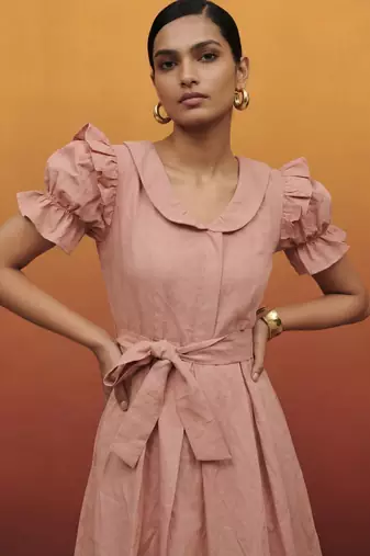 Soft pink vintage pure cotton mini summer dress