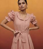 Soft pink vintage pure cotton mini summer dress