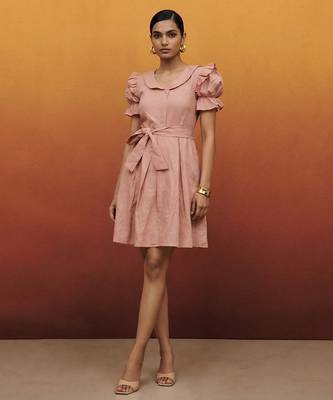 Soft pink vintage pure cotton mini summer dress 2