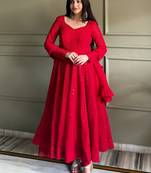 Amazeballs Red Thread Work Georgette Wedding Wear Anarkali Pant Suit