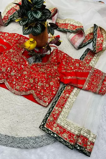 White Color  Sequins and Jari thread Embroidery Work Organza art silk saree