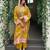 Yellow colour pakistani printed kurati print with embroidery set