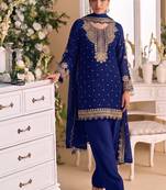 New georgette short salwar kameez pakistani style navy blue