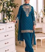 New georgette short salwar kameez pakistani style aqua blue