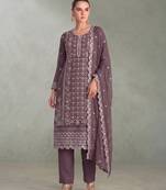 Lilac pakistani straight suit for women chiffon