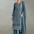 Sky blue pakistani straight suit for women chiffon