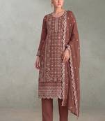 Peach pakistani straight suit for women chiffon