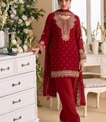 New georgette short salwar kameez pakistani style red