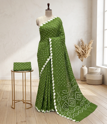 Handmade bandhani pure cotton saree 1