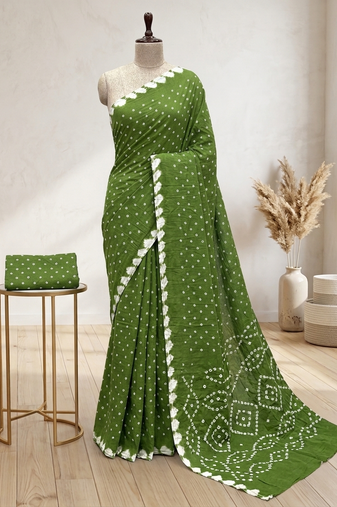 Handmade bandhani pure cotton saree