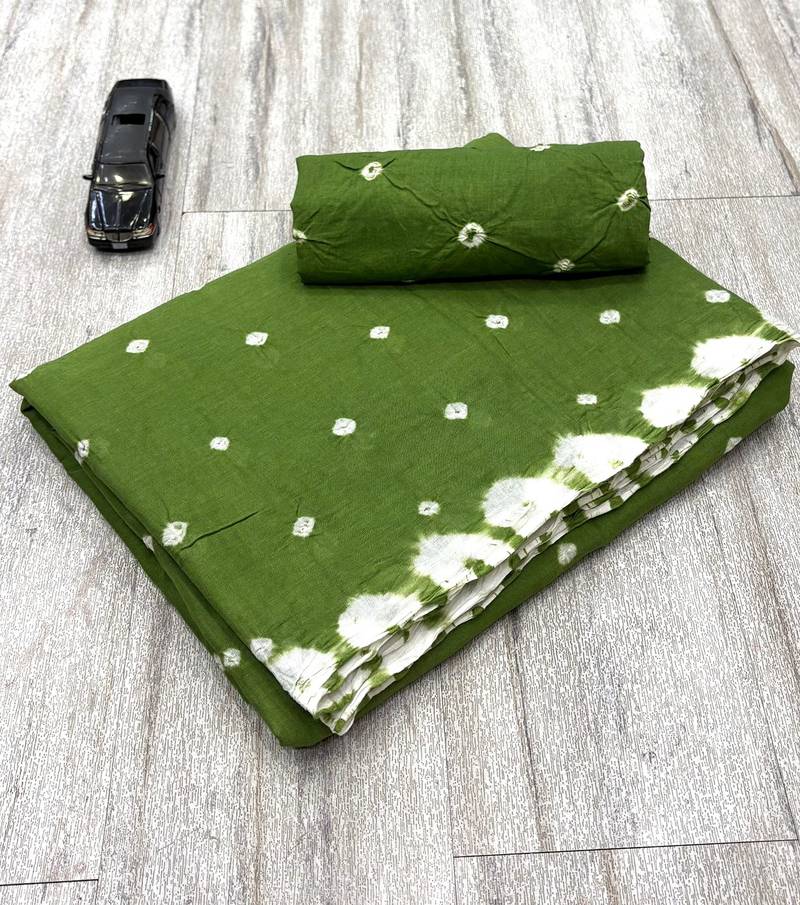 Handmade bandhani pure cotton saree