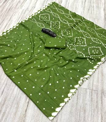Handmade bandhani pure cotton saree 4