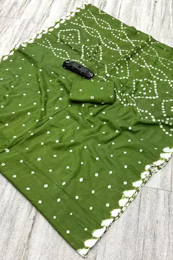 Handmade bandhani pure cotton saree
