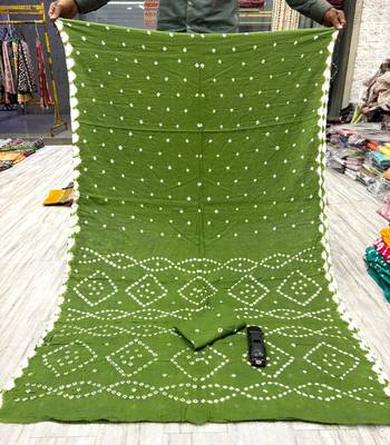 Handmade bandhani pure cotton saree 5