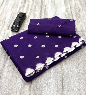 bandhani cotton saree with blouse  2