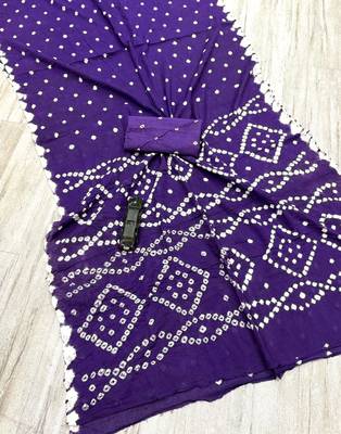 bandhani cotton saree with blouse  3