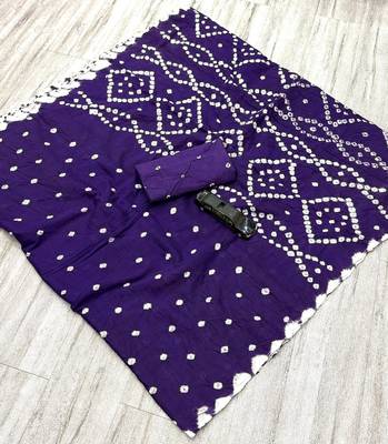 bandhani cotton saree with blouse  4