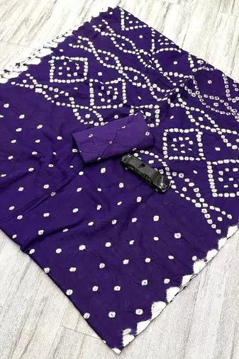 bandhani cotton saree with blouse 