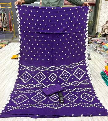 bandhani cotton saree with blouse  5