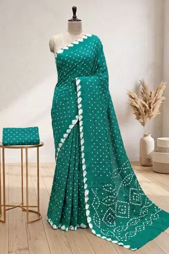 Handmade bandhani pure cotton saree