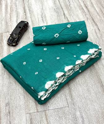Handmade bandhani pure cotton saree 2