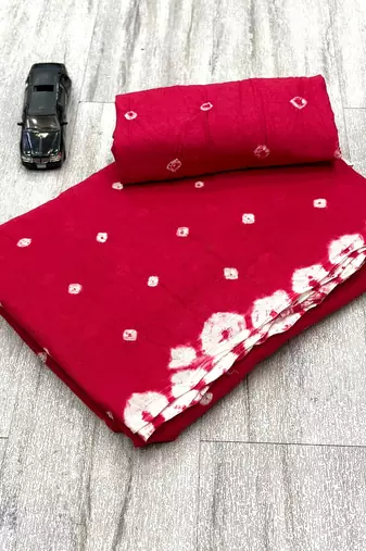 Handmade bandhani pure cotton saree