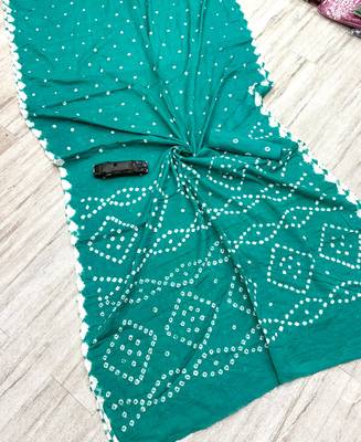 Handmade bandhani pure cotton saree 3