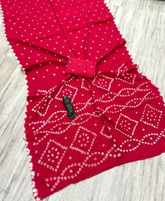 Handmade bandhani pure cotton saree 3