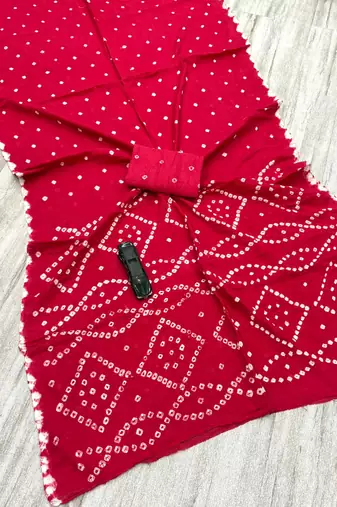 Handmade bandhani pure cotton saree