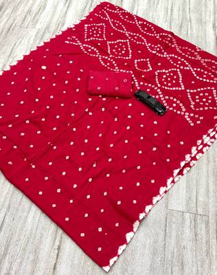 Handmade bandhani pure cotton saree 4
