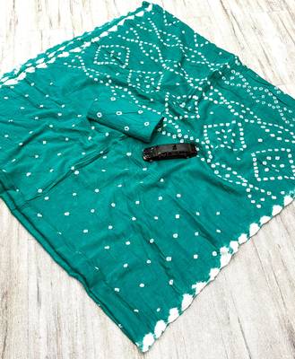 Handmade bandhani pure cotton saree 4