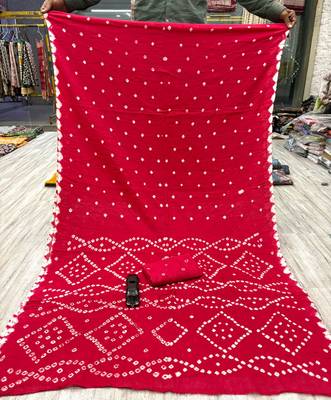 Handmade bandhani pure cotton saree 5
