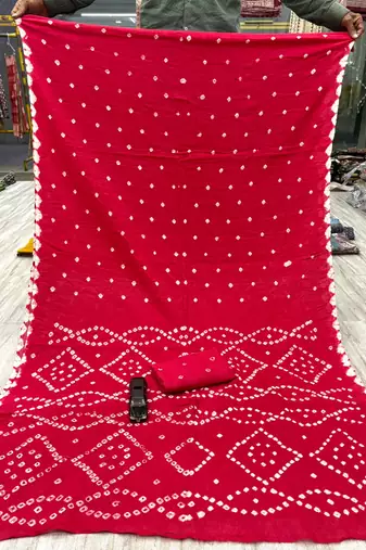Handmade bandhani pure cotton saree