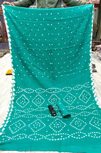 Handmade bandhani pure cotton saree