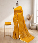 Handmade bandhani pure cotton saree