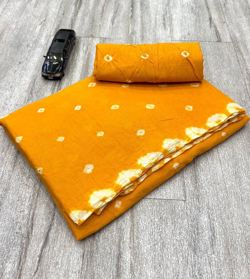 Handmade bandhani pure cotton saree