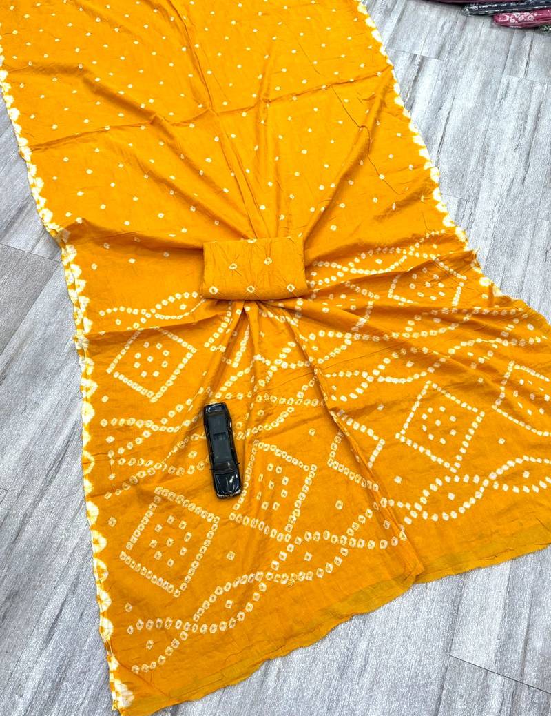 Handmade bandhani pure cotton saree