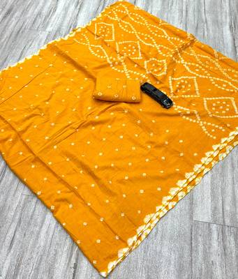 Handmade bandhani pure cotton saree 4